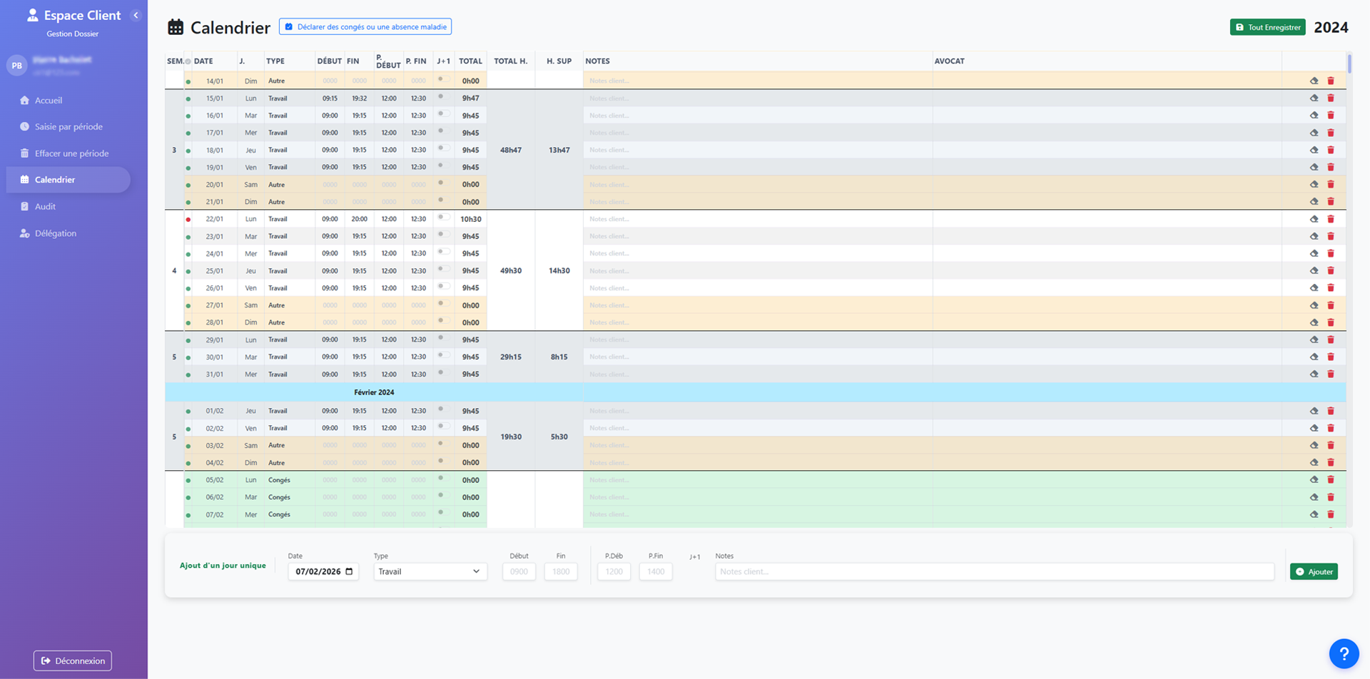 Tableau de bord - Vue 1